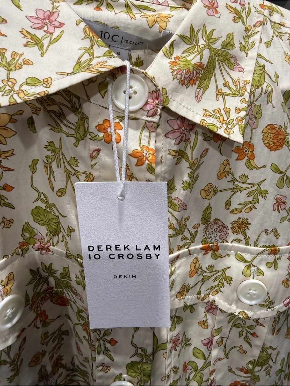NWT Derek Lam 10 Crosby Buffy Utility Floral Midi Dress Puff Sleeve Size 6 - Picture 12 of 13